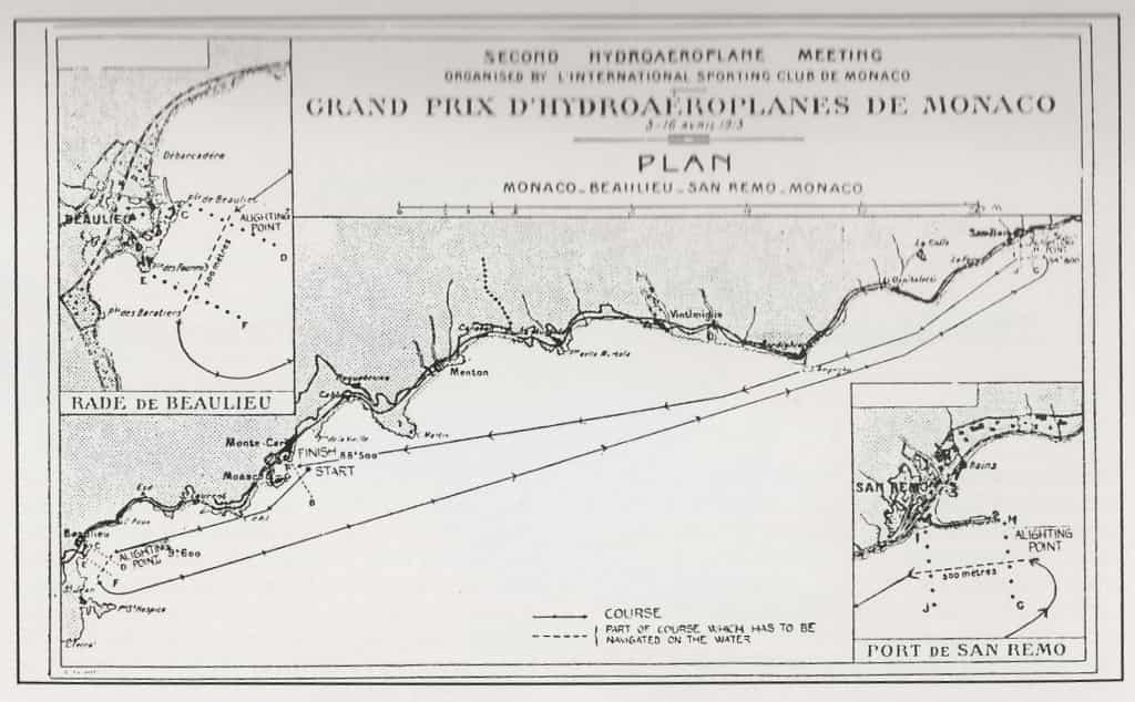 Карта маршрута первой гонки на Кубок Шнейдера в Монако – 1913 г.